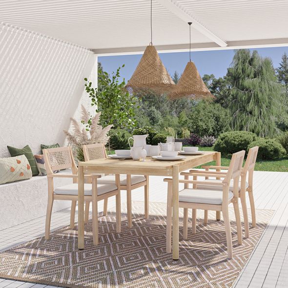 Table de jardin SAMOA en bois d'acacia blanchi 180cm