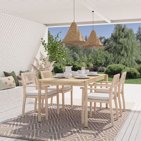 Table de jardin SAMOA en bois d'acacia blanchi 180cm