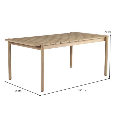 Table de jardin SAMOA en bois d'acacia blanchi 180cm