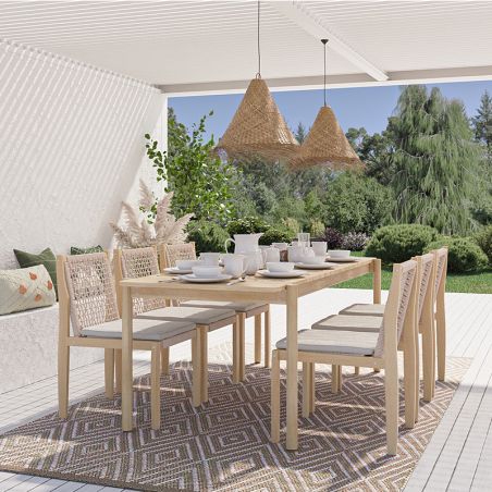 Table de jardin SAMOA en bois d'acacia blanchi 210 cm