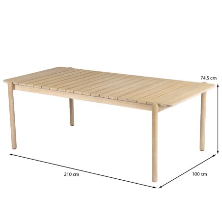 Table de jardin SAMOA en bois d'acacia blanchi 210 cm