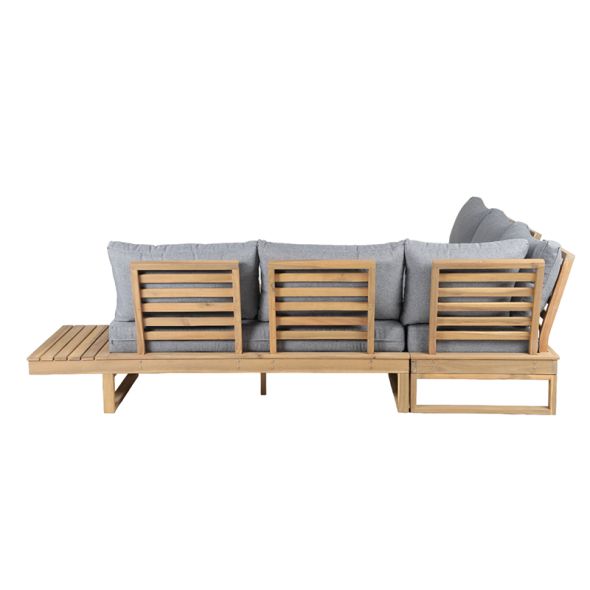 Salon de jardin MONTANA 5 places en bois d'acacia FSC blanchi coloris gris chiné