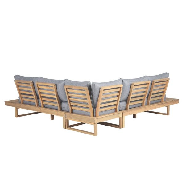 Salon de jardin MONTANA 5 places en bois d'acacia FSC blanchi coloris gris chiné