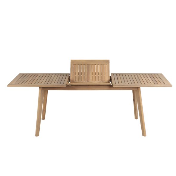 Ensemble table et chaises MOLA 8places extensible 160/220 cm en bois d'acacia FSC blanchi et textilène
