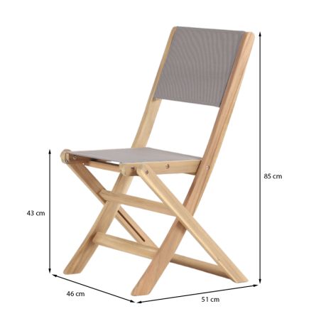 Ensemble table et chaises MOLA 8places extensible 160/220 cm en bois d'acacia FSC blanchi et textilène