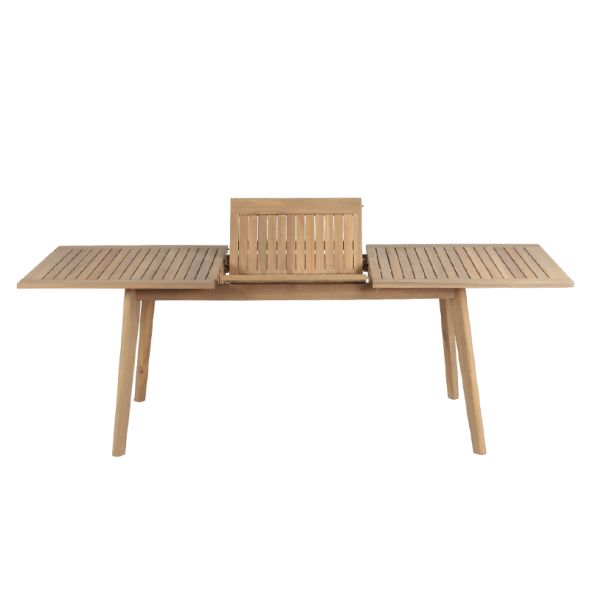 Ensemble table et chaises MOLA 8 places extensible 160/220 cm en bois d'acacia FSC blanchi