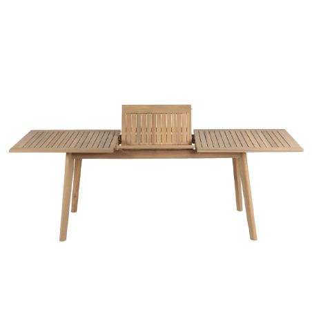 Ensemble table et chaises MOLA 8 places extensible 160/220 cm en bois d'acacia FSC blanchi