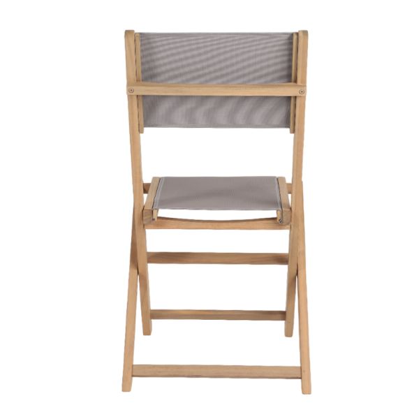 Lot de 2 chaises de jardin RIMINI en bois d'acia et textilène TAUPE