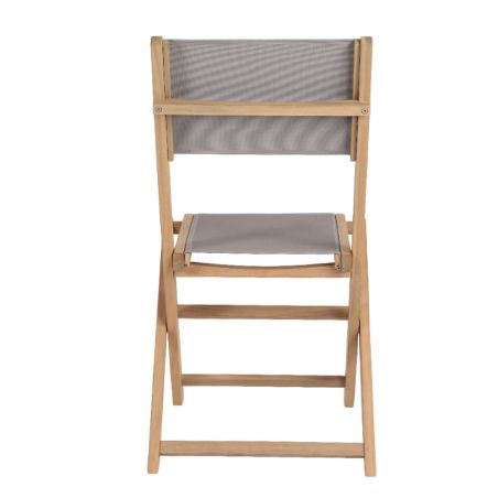 Lot de 2 chaises de jardin RIMINI en bois d'acia et textilène TAUPE