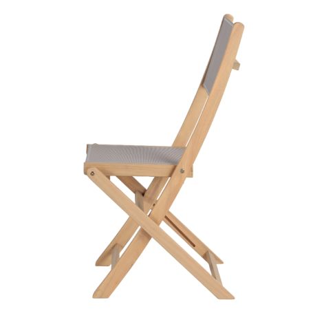 Lot de 2 chaises de jardin RIMINI en bois d'acia et textilène TAUPE