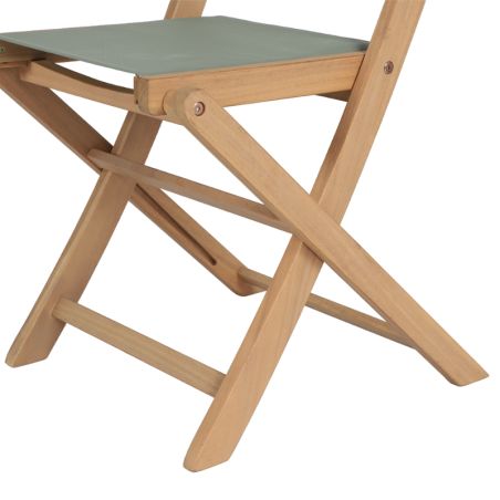 Ensemble table et chaises de jardin RIMINI en bois d'acia et textilène vert kaki