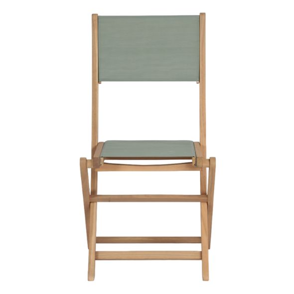 Ensemble table et chaises de jardin RIMINI en bois d'acia et textilène vert kaki