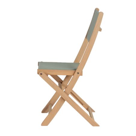 Ensemble table et chaises de jardin RIMINI en bois d'acia et textilène vert kaki