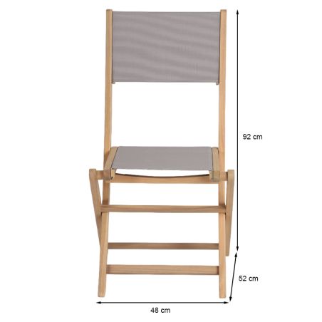 Lot de 2 chaises de jardin RIMINI en bois d'acia et textilène TAUPE