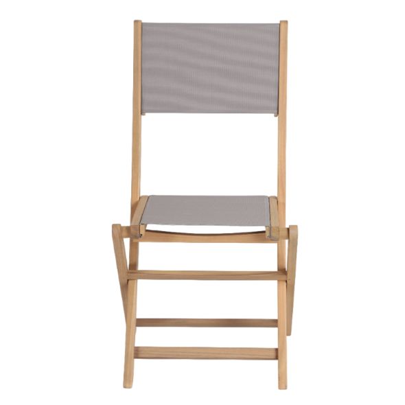 Ensemble table et chaises de jardin RIMINI en bois d'acia et textilène TAUPE