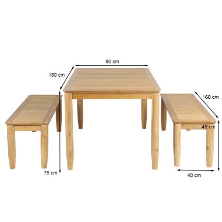 Ensemble table et bancs SAFARI en bois teck 6 personnes