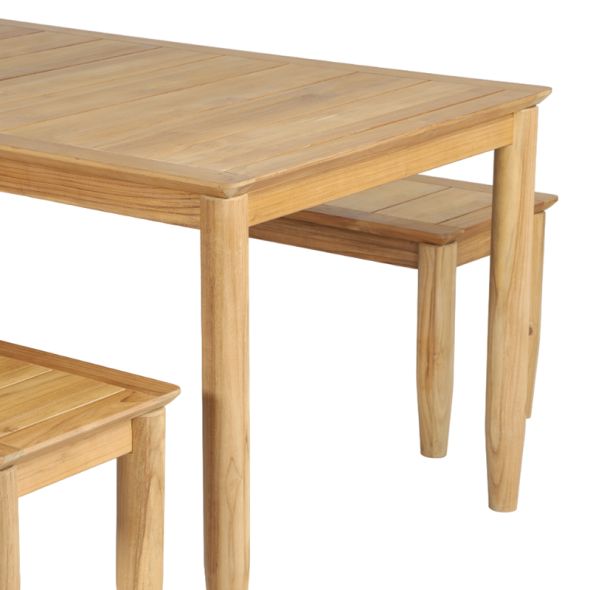 Ensemble table et bancs SAFARI en bois teck 6 personnes