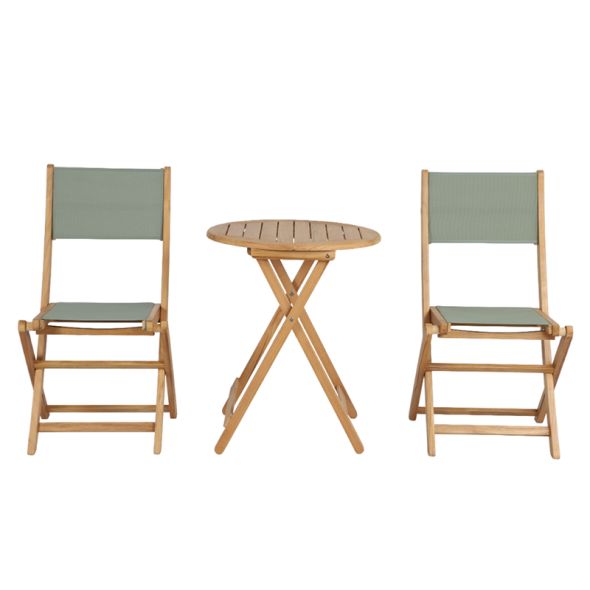 Ensemble table et chaises SAFARI 2 places en bois teck 100%FSC