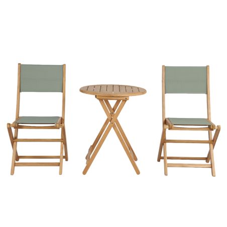 Ensemble table et chaises SAFARI 2 places en bois teck 100%FSC