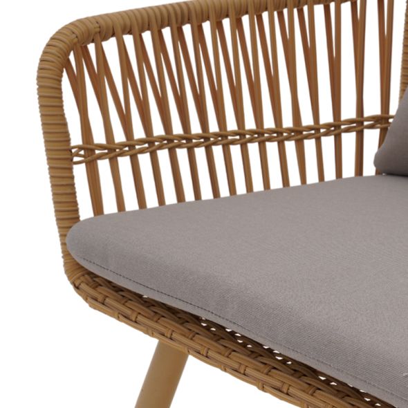 Salon de jardin GRANADA en acier et résine tressée tissu gris clair