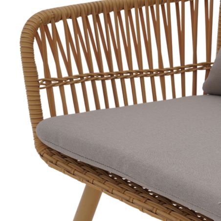 Salon de jardin GRANADA en acier et résine tressée tissu gris clair
