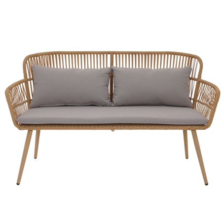 Salon de jardin GRANADA en acier et résine tressée tissu gris clair