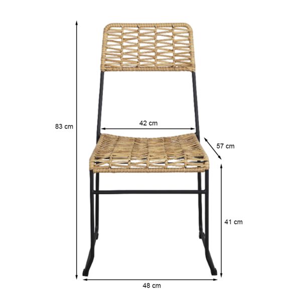 Lot de 2 chaises MASSA en résine tressée coloris naturel
