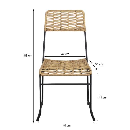 Lot de 2 chaises MASSA en résine tressée coloris naturel