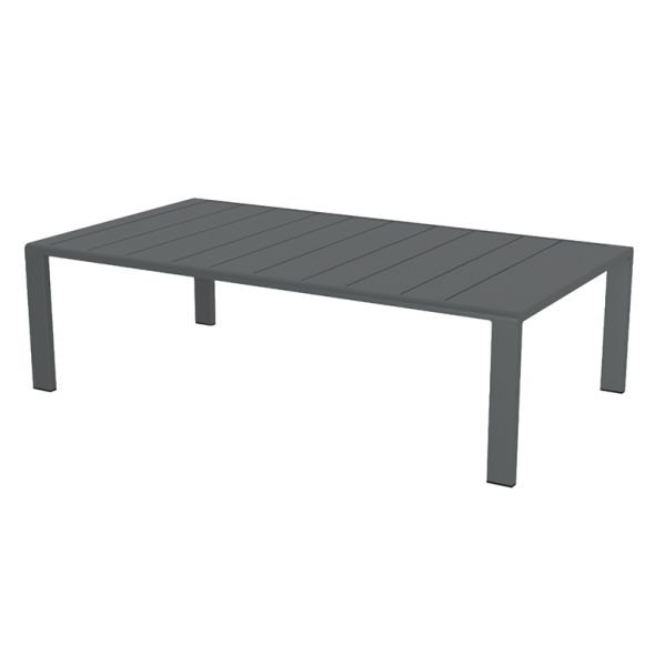Salon de jardin DINA 5 places aluminium gris foncé et coussins gris clair