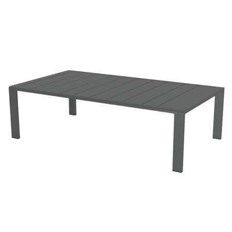 Salon de jardin DINA 5 places aluminium gris foncé et coussins gris clair