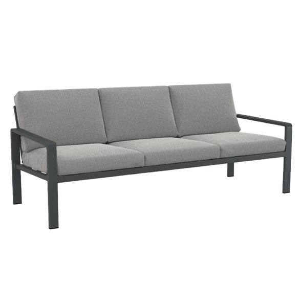 Salon de jardin DINA 5 places aluminium gris foncé et coussins gris clair