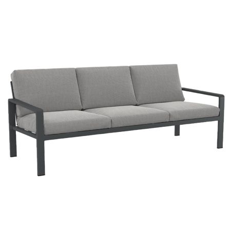 Salon de jardin DINA 5 places aluminium gris foncé et coussins gris clair