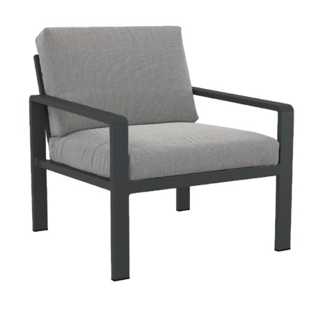 Salon de jardin DINA 5 places aluminium gris foncé et coussins gris clair