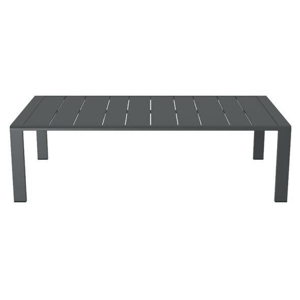 Salon de jardin DINA 5 places aluminium gris foncé et coussins gris clair