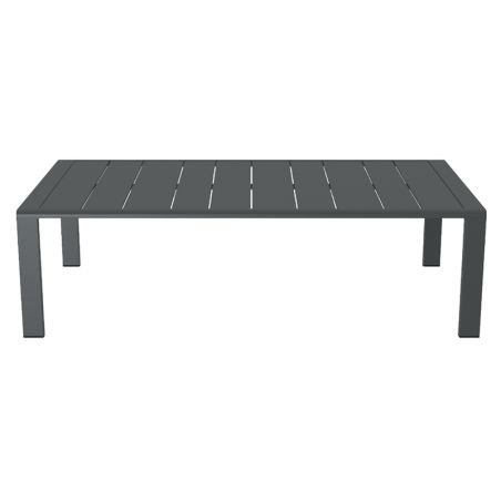 Salon de jardin DINA 5 places aluminium gris foncé et coussins gris clair