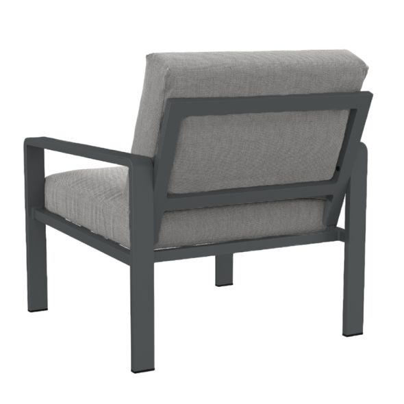 Salon de jardin DINA 5 places aluminium gris foncé et coussins gris clair