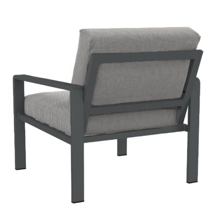 Salon de jardin DINA 5 places aluminium gris foncé et coussins gris clair