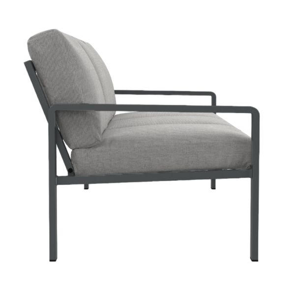 Salon de jardin DINA 5 places aluminium gris foncé et coussins gris clair