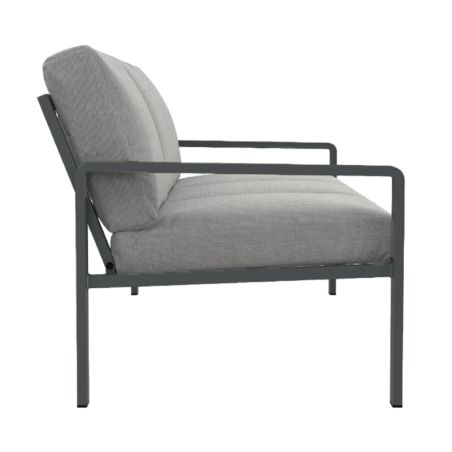 Salon de jardin DINA 5 places aluminium gris foncé et coussins gris clair