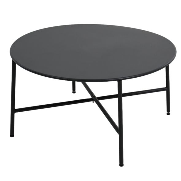 Salon de jardin NAPOLI en acier noir tissu ecru avec passepoil noir