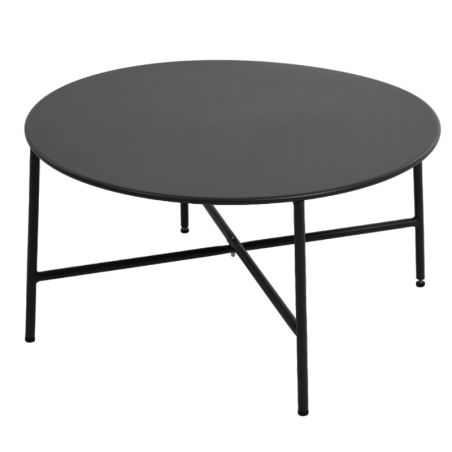 Salon de jardin NAPOLI en acier noir tissu ecru avec passepoil noir