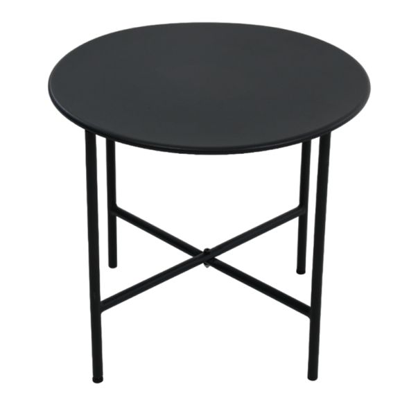 Salon de jardin NAPOLI en acier noir tissu ecru avec passepoil noir