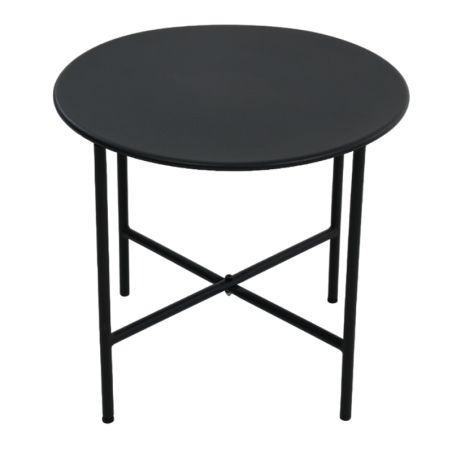 Salon de jardin NAPOLI en acier noir tissu ecru avec passepoil noir