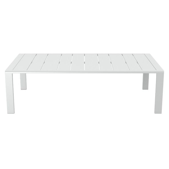 Salon de jardin DINA 5 places aluminium blanc et coussins gris clair