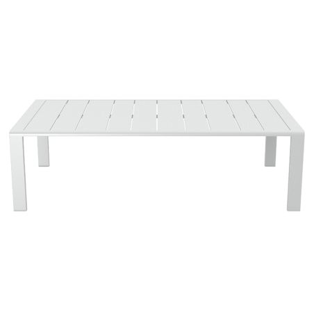 Salon de jardin DINA 5 places aluminium blanc et coussins gris clair