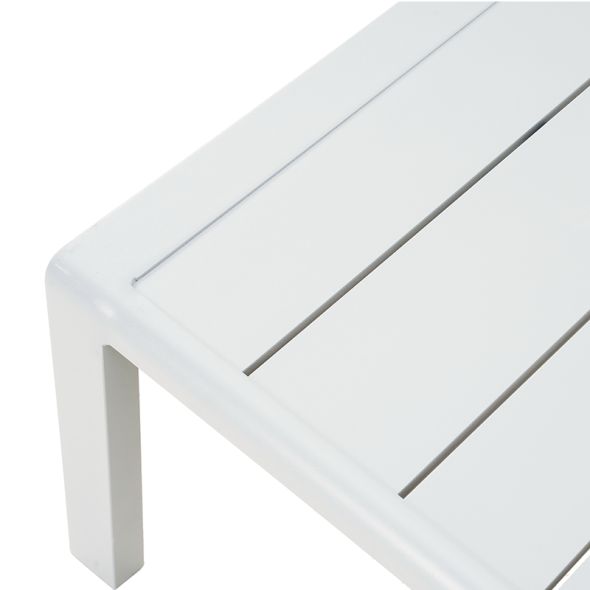 Salon de jardin DINA 5 places aluminium blanc et coussins gris clair