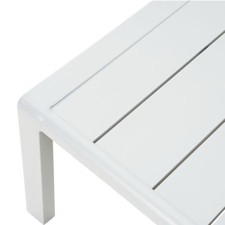 Salon de jardin DINA 5 places aluminium blanc et coussins gris clair