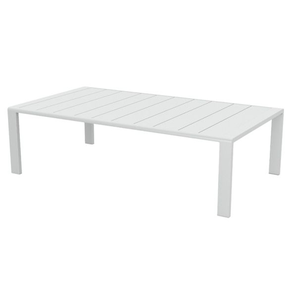Salon de jardin DINA 5 places aluminium blanc et coussins gris clair