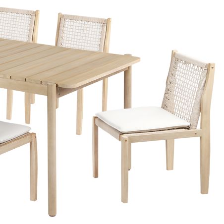Lot de 2 chaises SAMOA en bois d'acacia et corde avec coussins