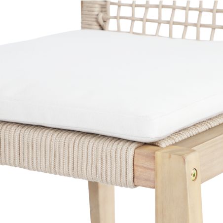 Lot de 2 chaises SAMOA en bois d'acacia et corde avec coussins